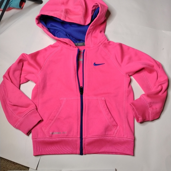 Nike therma fit girls pink zip hooded sweatshirt track jacket sz.3t - Picture 2 of 6